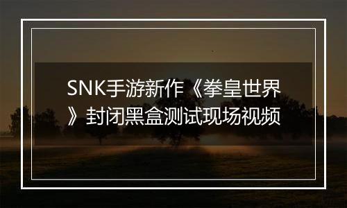SNK手游新作《拳皇世界》封闭黑盒测试现场视频