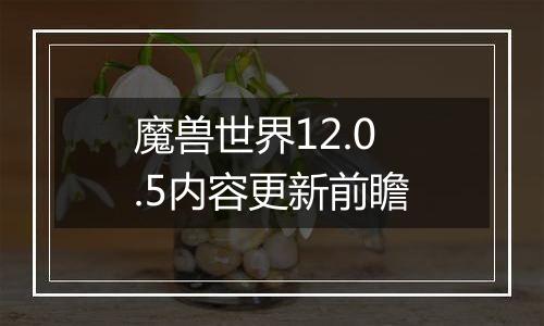 魔兽世界12.0.5内容更新前瞻