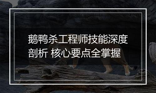 鹅鸭杀工程师技能深度剖析 核心要点全掌握