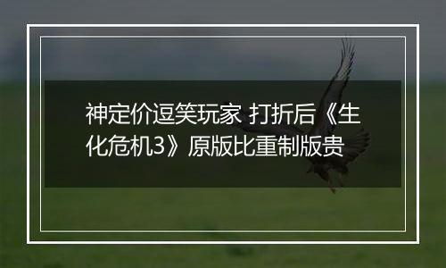 神定价逗笑玩家 打折后《生化危机3》原版比重制版贵