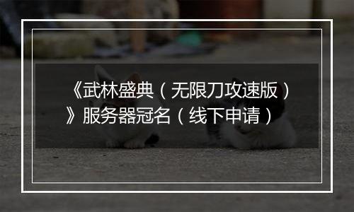 《武林盛典（无限刀攻速版）》服务器冠名（线下申请）