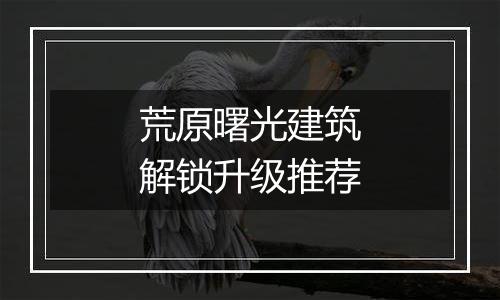 荒原曙光建筑解锁升级推荐