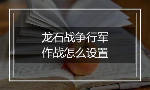 龙石战争行军作战怎么设置