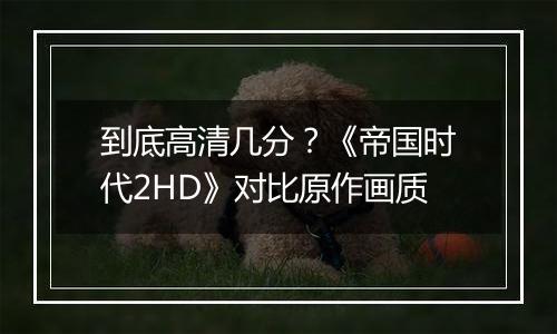 到底高清几分？《帝国时代2HD》对比原作画质