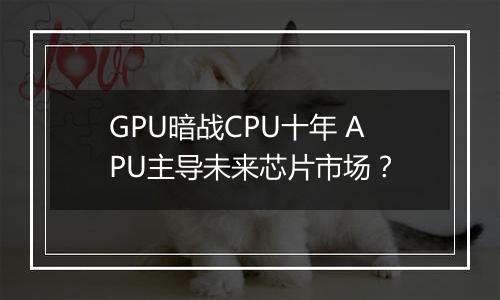 GPU暗战CPU十年 APU主导未来芯片市场？