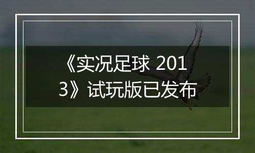 《实况足球 2013》试玩版已发布