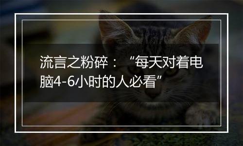 流言之粉碎：“每天对着电脑4-6小时的人必看”