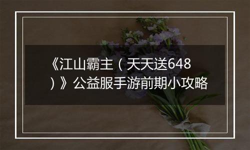 《江山霸主（天天送648）》公益服手游前期小攻略