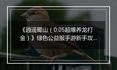 《逍遥蜀山（0.05超爆养龙打金）》绿色公益服手游新手攻略