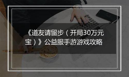 《道友请留步（开局30万元宝）》公益服手游游戏攻略