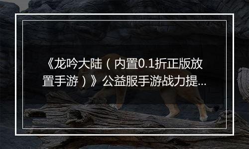 《龙吟大陆（内置0.1折正版放置手游）》公益服手游战力提升攻略