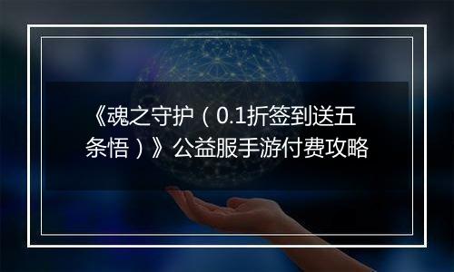 《魂之守护（0.1折签到送五条悟）》公益服手游付费攻略