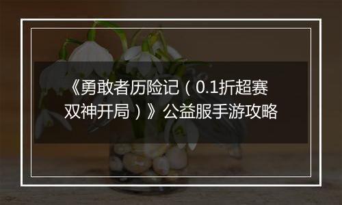 《勇敢者历险记（0.1折超赛双神开局）》公益服手游攻略