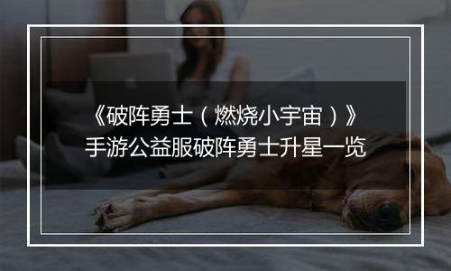 《破阵勇士（燃烧小宇宙）》手游公益服破阵勇士升星一览