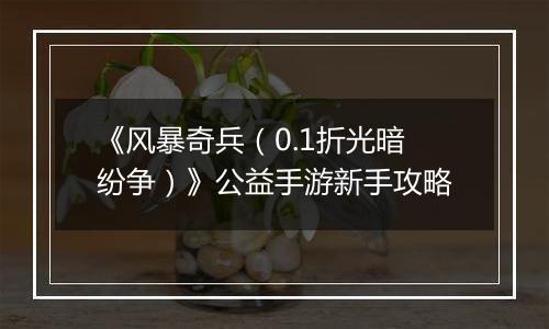 《风暴奇兵（0.1折光暗纷争）》公益手游新手攻略