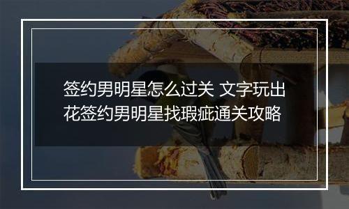 签约男明星怎么过关 文字玩出花签约男明星找瑕疵通关攻略