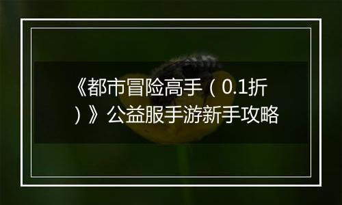 《都市冒险高手（0.1折）》公益服手游新手攻略