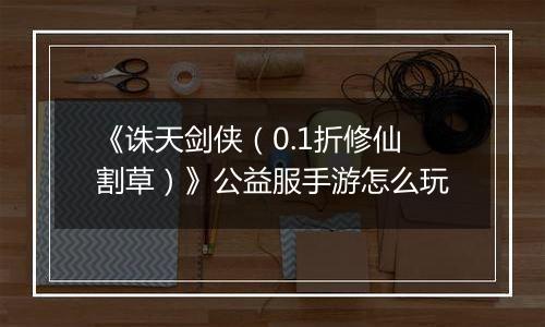 《诛天剑侠（0.1折修仙割草）》公益服手游怎么玩