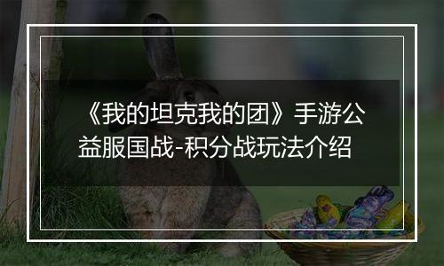 《我的坦克我的团》手游公益服国战-积分战玩法介绍