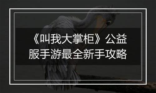 《叫我大掌柜》公益服手游最全新手攻略