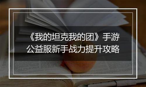 《我的坦克我的团》手游公益服新手战力提升攻略