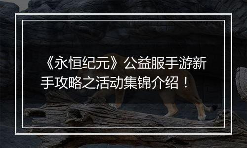 《永恒纪元》公益服手游新手攻略之活动集锦介绍！