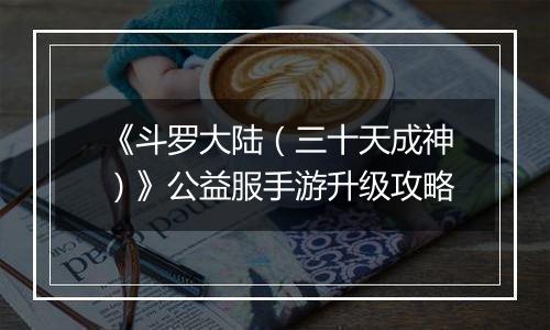 《斗罗大陆（三十天成神）》公益服手游升级攻略