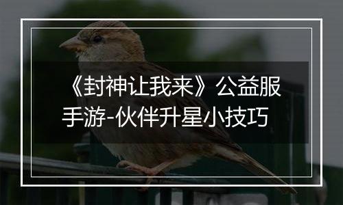 《封神让我来》公益服手游-伙伴升星小技巧