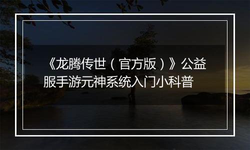 《龙腾传世（官方版）》公益服手游元神系统入门小科普