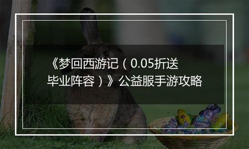 《梦回西游记（0.05折送毕业阵容）》公益服手游攻略