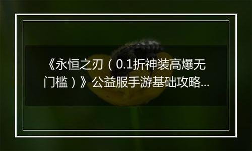 《永恒之刃（0.1折神装高爆无门槛）》公益服手游基础攻略—本服BOSS篇