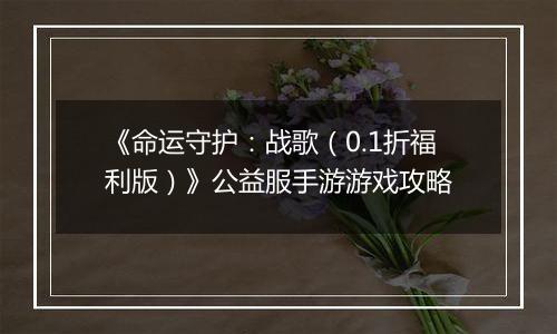 《命运守护：战歌（0.1折福利版）》公益服手游游戏攻略