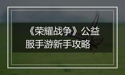 《荣耀战争》公益服手游新手攻略