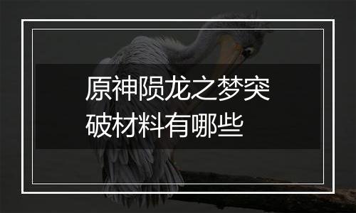 原神陨龙之梦突破材料有哪些