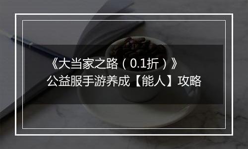 《大当家之路（0.1折）》公益服手游养成【能人】攻略