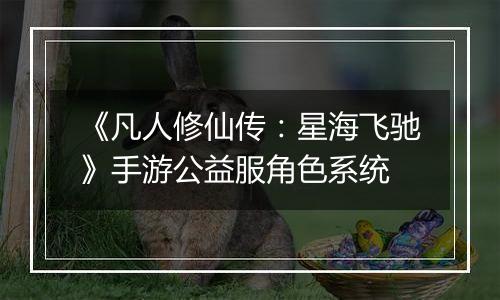 《凡人修仙传：星海飞驰》手游公益服角色系统