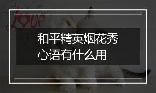 和平精英烟花秀心语有什么用