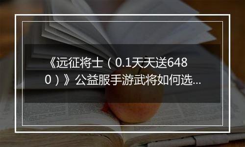 《远征将士（0.1天天送6480）》公益服手游武将如何选择？
