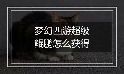梦幻西游超级鲲鹏怎么获得