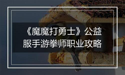 《魔魔打勇士》公益服手游拳师职业攻略