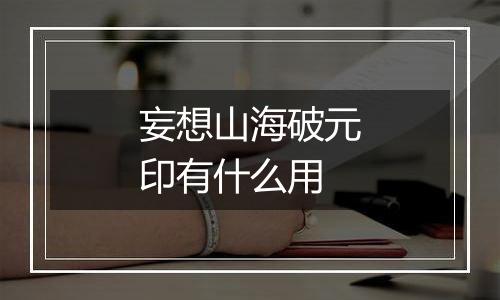 妄想山海破元印有什么用