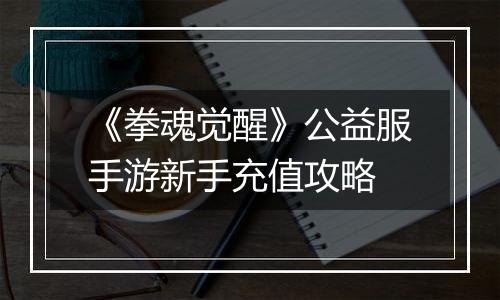 《拳魂觉醒》公益服手游新手充值攻略