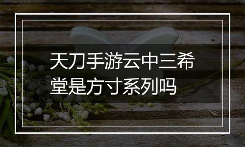 天刀手游云中三希堂是方寸系列吗