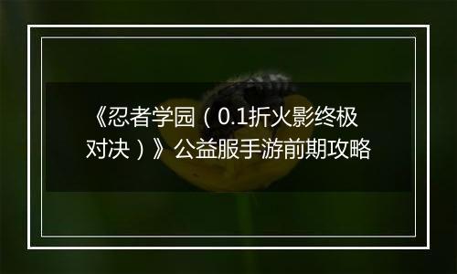 《忍者学园（0.1折火影终极对决）》公益服手游前期攻略