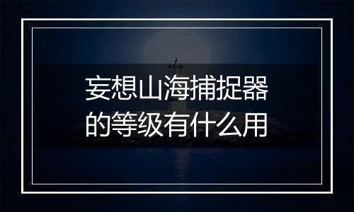妄想山海捕捉器的等级有什么用