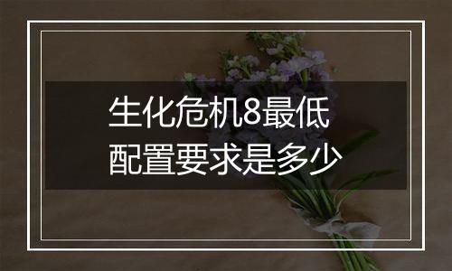 生化危机8最低配置要求是多少