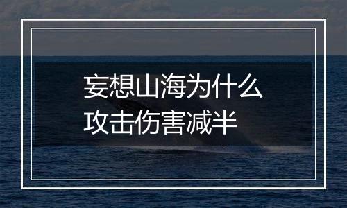 妄想山海为什么攻击伤害减半