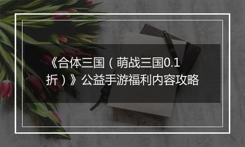 《合体三国（萌战三国0.1折）》公益手游福利内容攻略
