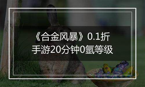 《合金风暴》0.1折手游20分钟0氩等级