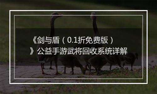 《剑与盾（0.1折免费版）》公益手游武将回收系统详解